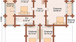 план второго этажа двухэтажного дома-бани