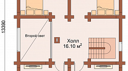 план 2-го этажа дома из бруса с 4мя спальнями
