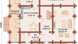 план первого этажа двухэтажного дома-бани