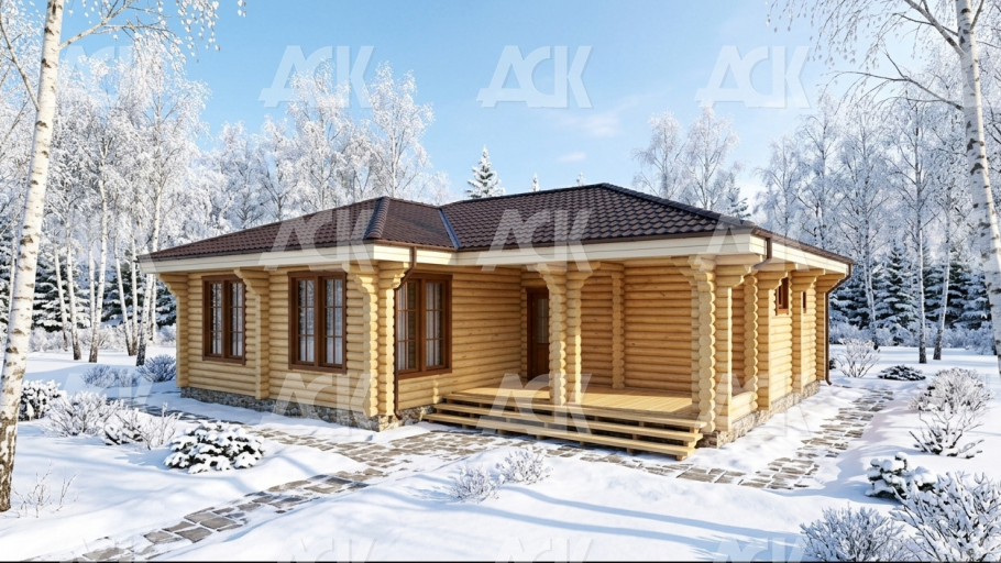 Дом-баня из бревна 104.42 фото #3