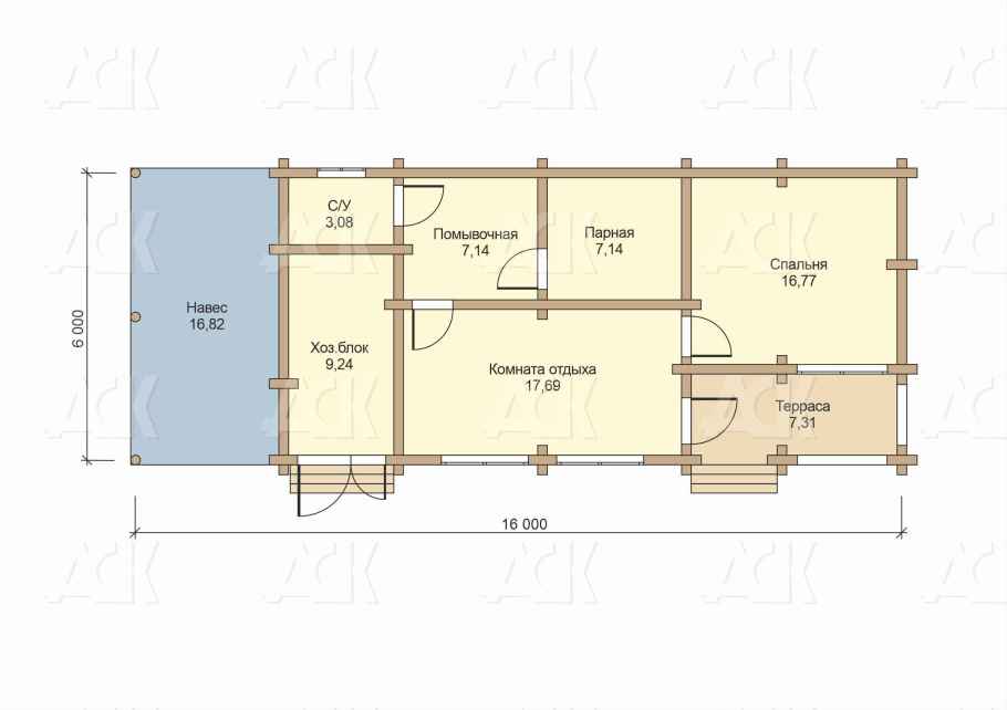 Баня из бруса 85.19 фото #0