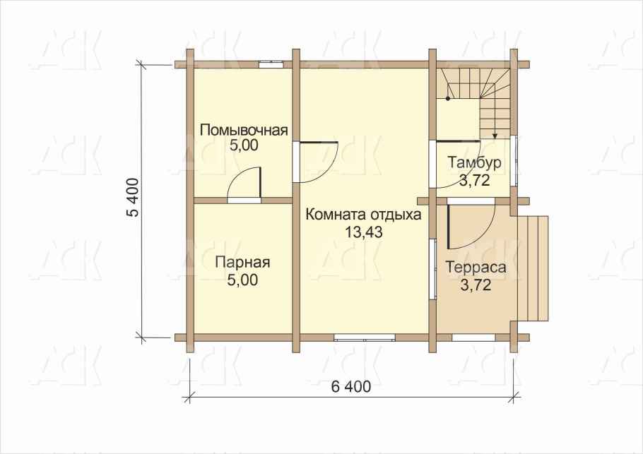 Баня 6,4 на 5,4 "Валя" фото #0