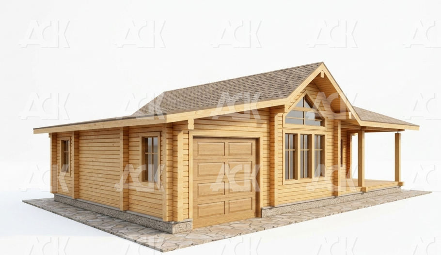 Дом из бруса с гаражом 9 на 11,4 фото #1