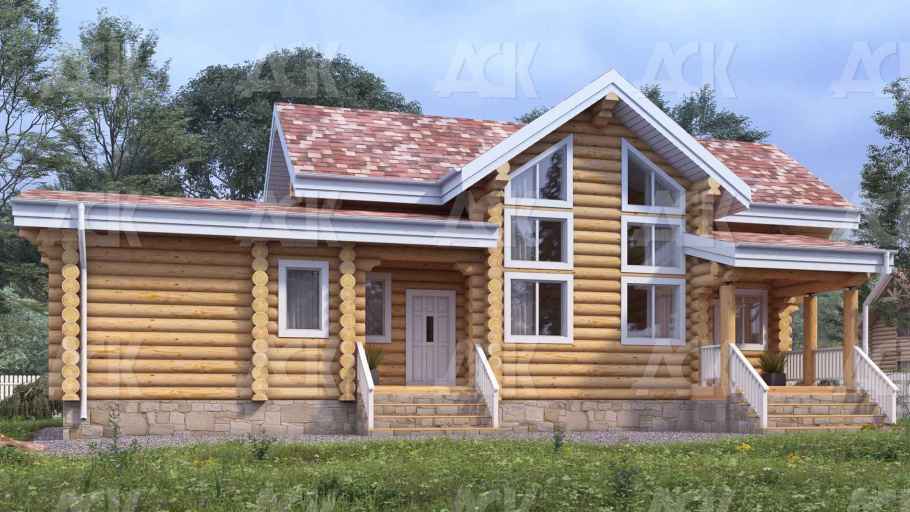 Дом-баня из бревна 143.54 фото #2