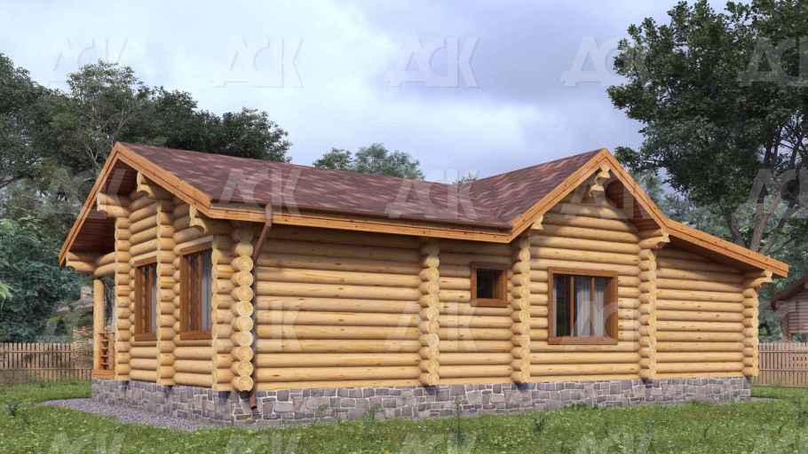 Дом из бревна с гаражом 9 на 11,4 фото #1