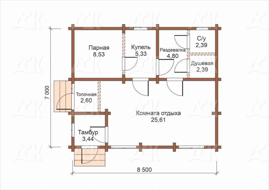 Баня из бревна 55.09 фото #0