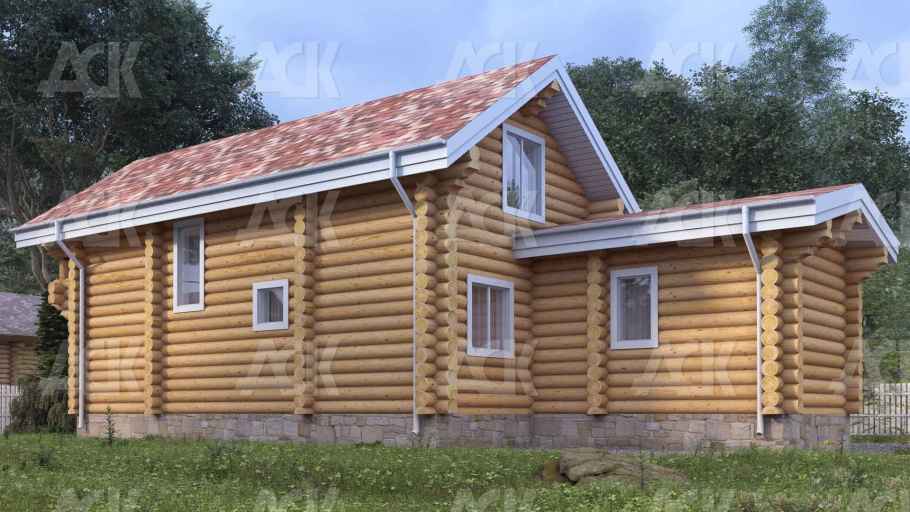 Дом-баня из бревна 143.54 фото #4