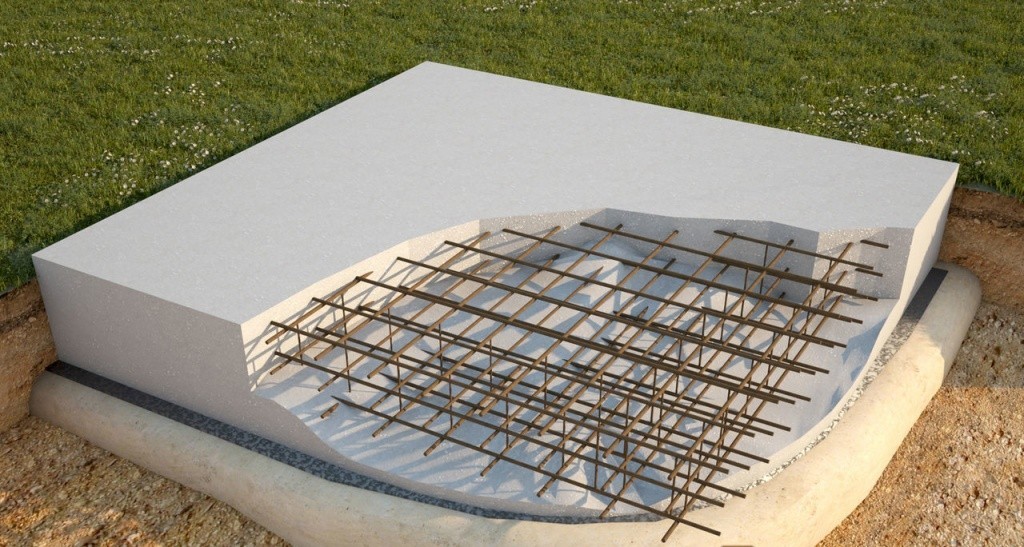 фундамент монолитная плита в разрезе